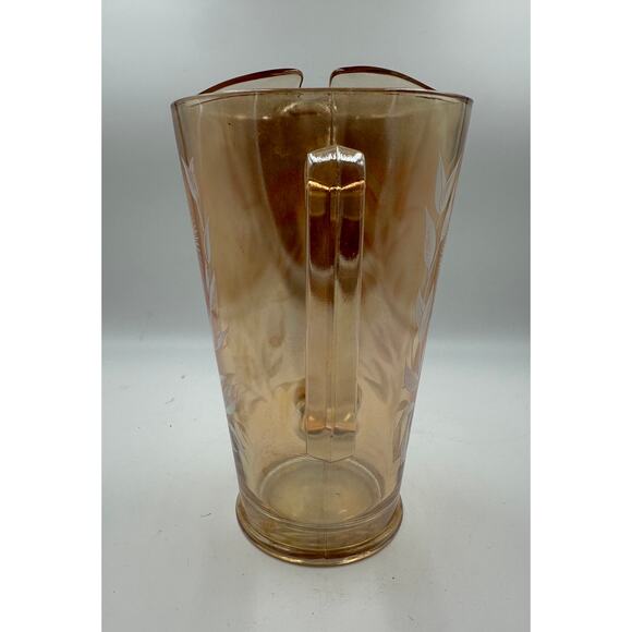 Vintage Jeannette Cosmos Marigold Carnival Glass 48 Oz Pitcher - Picture 2 of 7
